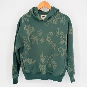 Roots One Canada Adult Floral Organic Cotton Blend Hoodie Green Shadow Cozy